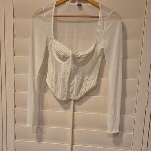 White Long Sleeve Corset Top